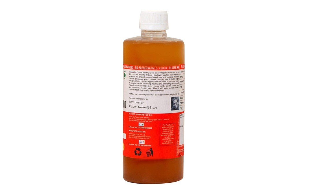 Naturally yours Raw & Unfiltered Apple Cider Vineger   Bottle  500 millilitre